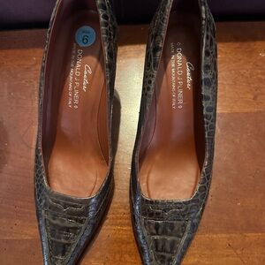 Donald J. Pliner Crocodile-Embossed Heels in Brown